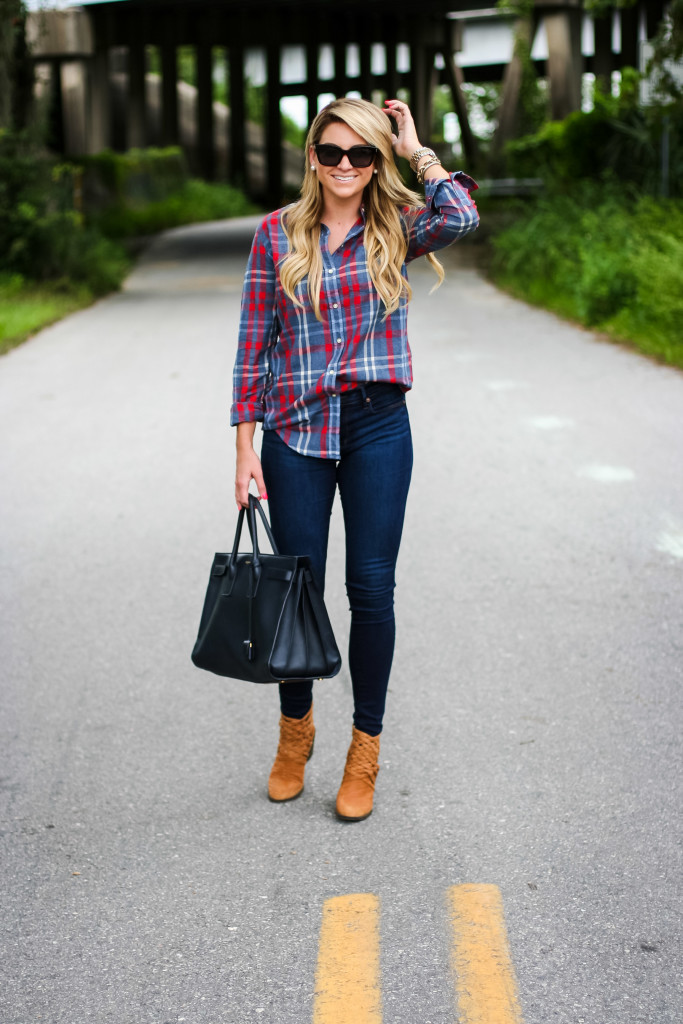 how to front tuck a plaid shirt jcrew plaid shirt nordstrom fall plaid shirt-2
