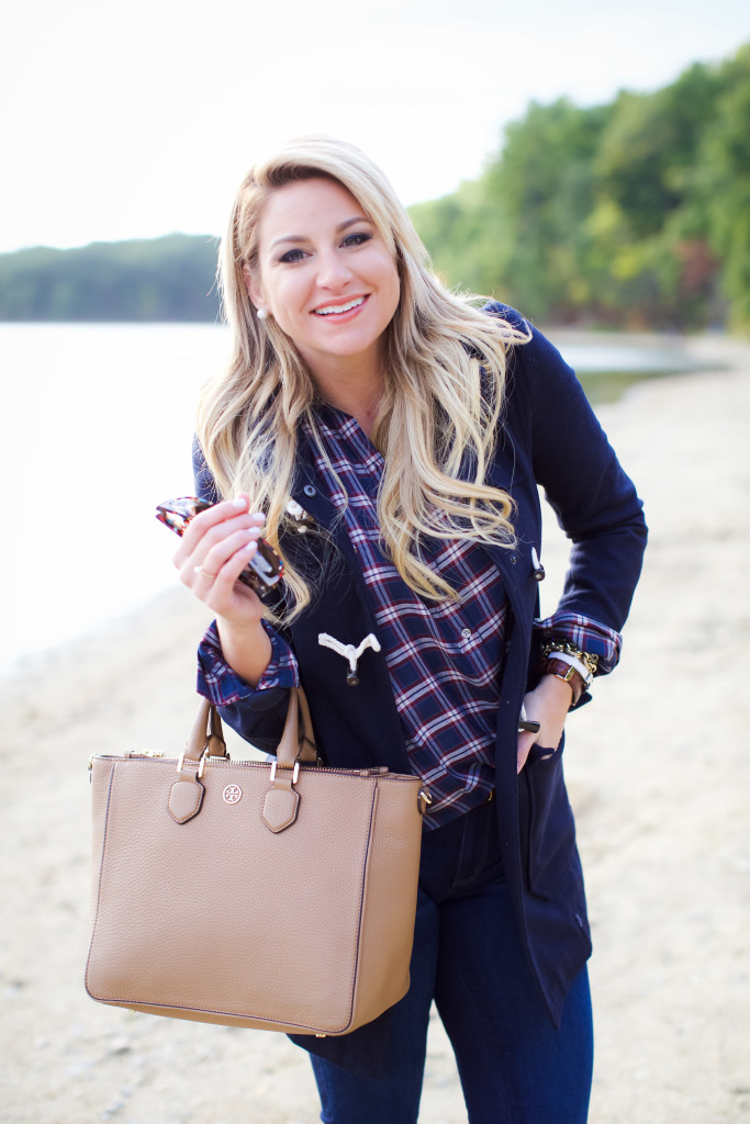 How to wear LL Bean Boot with Plaid Shirt and Toggle Coat New England Sweater Weather Fall Fashion-12