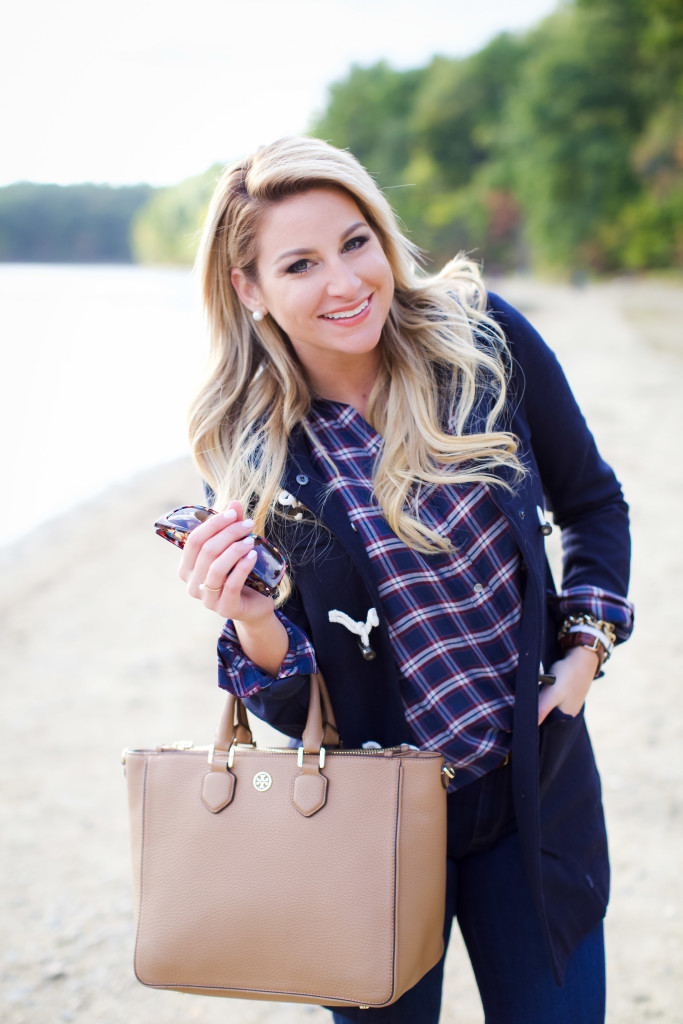 How to wear LL Bean Boot with Plaid Shirt and Toggle Coat New England Sweater Weather Fall Fashion-13
