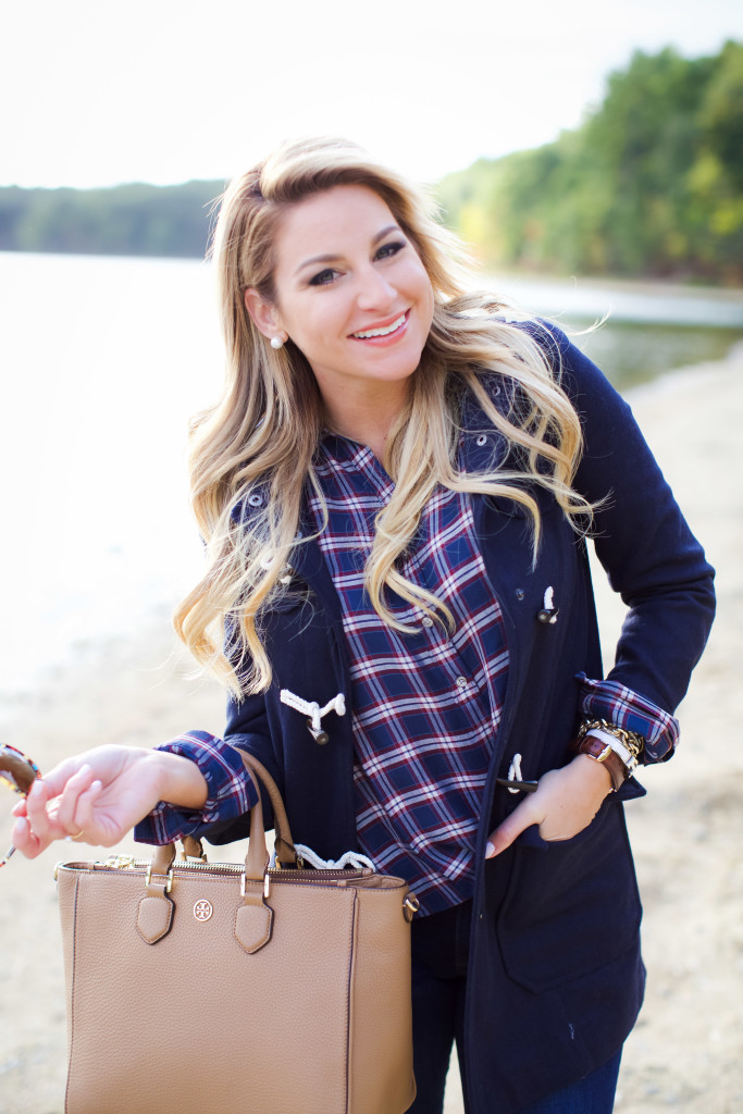 How to wear LL Bean Boot with Plaid Shirt and Toggle Coat New England Sweater Weather Fall Fashion-14