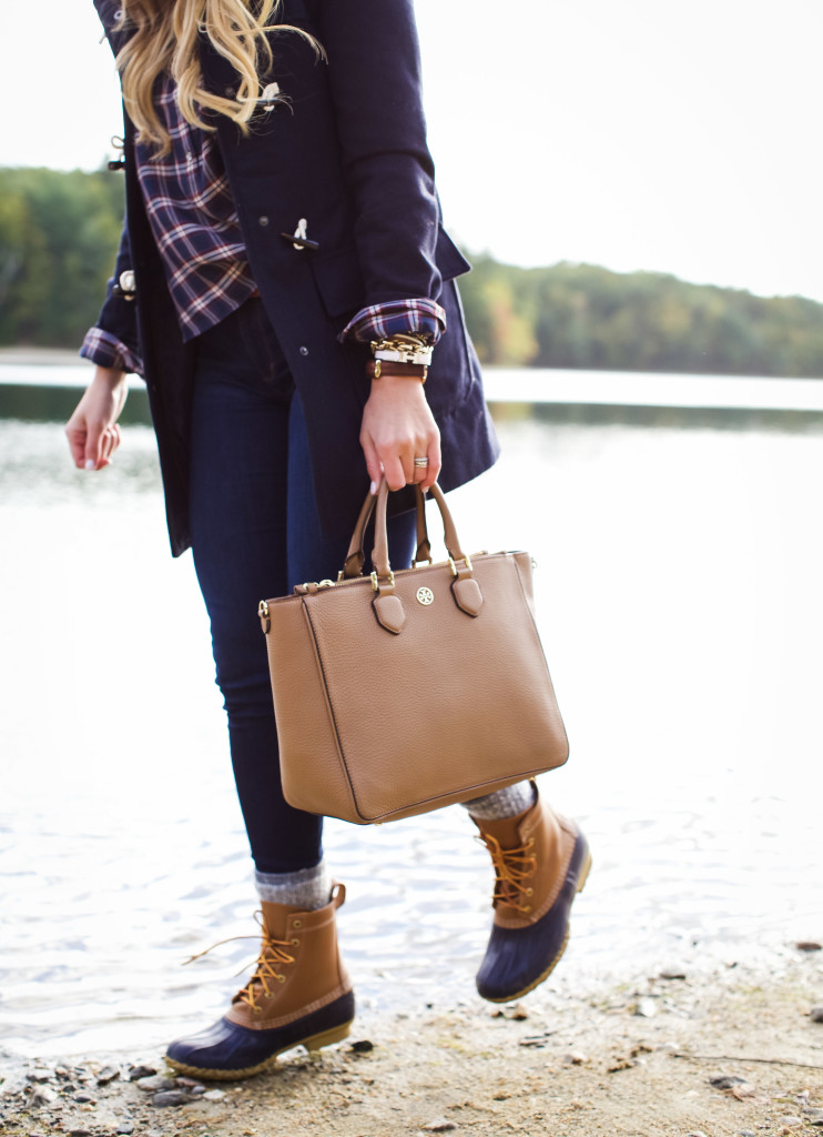 How to wear LL Bean Boot with Plaid Shirt and Toggle Coat New England Sweater Weather Fall Fashion-19