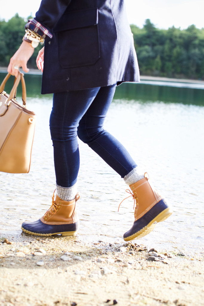 How to wear LL Bean Boot with Plaid Shirt and Toggle Coat New England Sweater Weather Fall Fashion-20