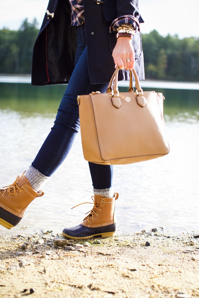 How to wear LL Bean Boot with Plaid Shirt and Toggle Coat New England Sweater Weather Fall Fashion-21