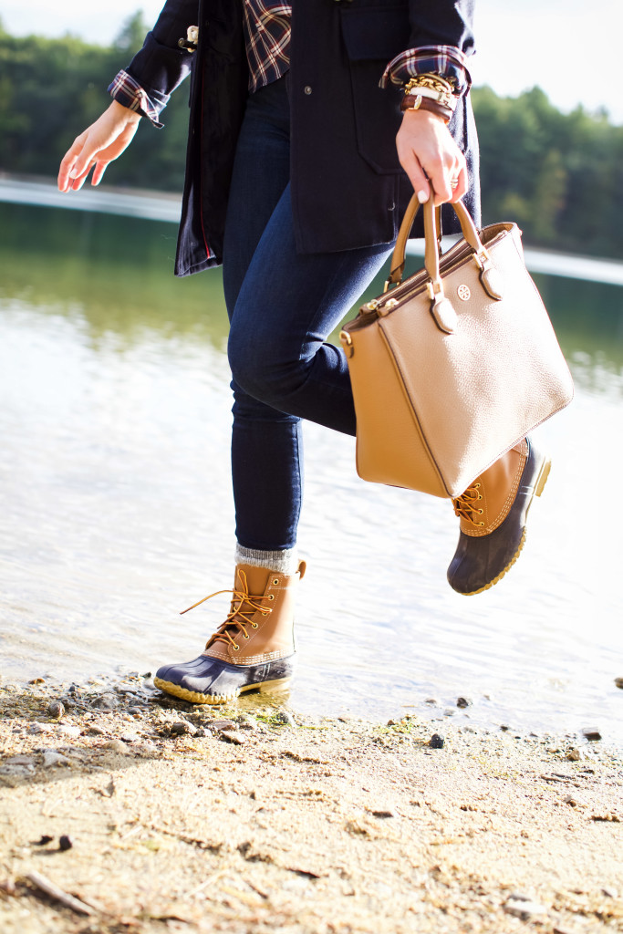 How to wear LL Bean Boot with Plaid Shirt and Toggle Coat New England Sweater Weather Fall Fashion-22