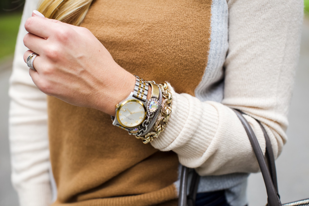 River Island Colorblock Sweater Prada Tote Prada Sunglasses_-11