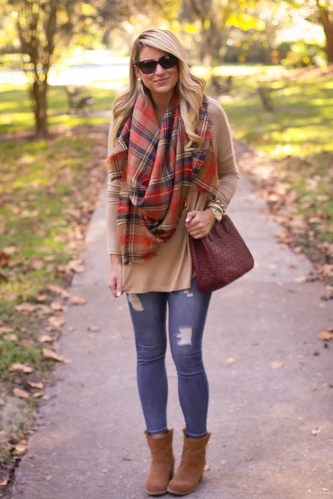 tory burch marion red agate handbag with the perfect plaid scarf nordstrom prada sunglasses with dolce vita grayed boots_-13