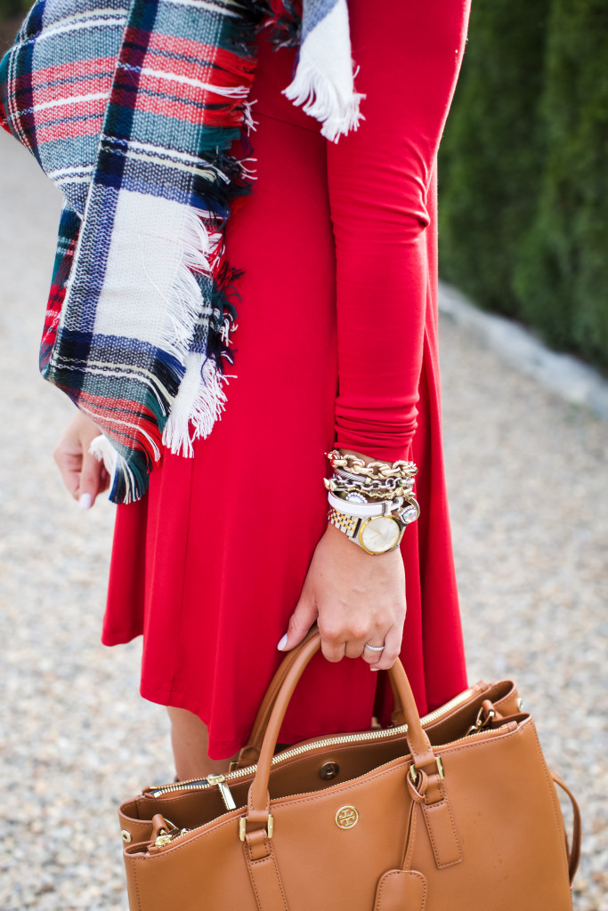 Christmas Outfit Idea Christmas Plaid Scarf with Over the Knee Boots_-13