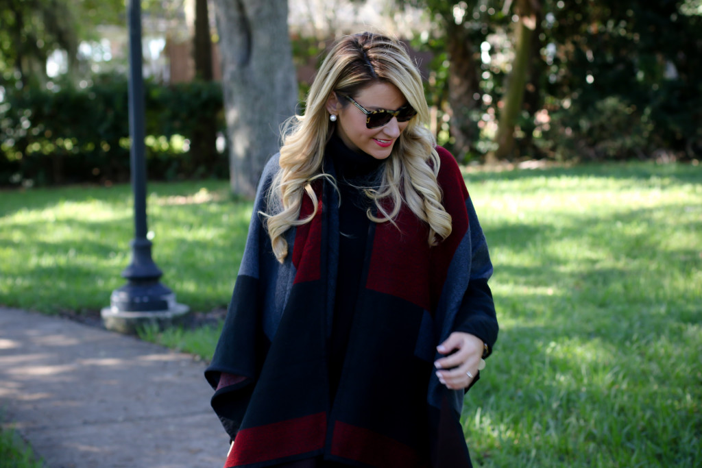 Christmas Outfit Idea Red Buffalo Plaid Jacket Over the Knee Boots_-11