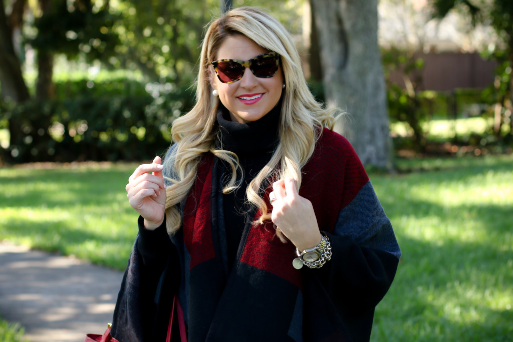 Christmas Outfit Idea Red Buffalo Plaid Jacket Over the Knee Boots_-7