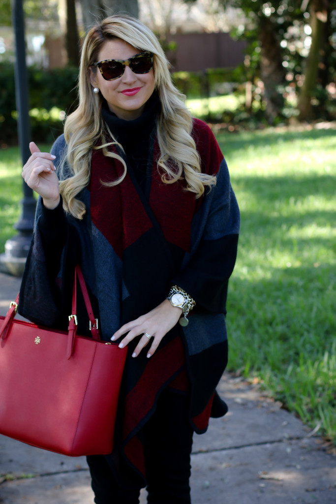 Christmas Outfit Idea Red Buffalo Plaid Jacket Over the Knee Boots_-8