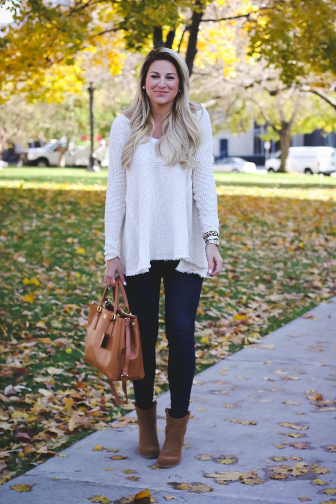 Free People Swing Sweater with Nordstrom Jeans Tory Burch Robinson Handbag and Dolce Vita Booties-7