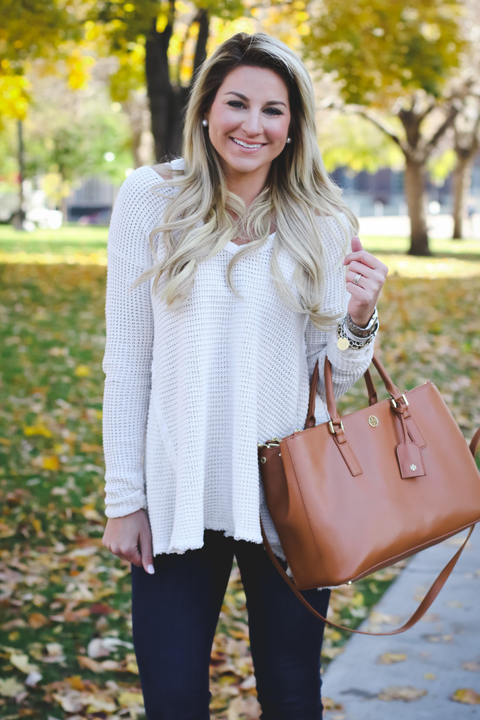 Free People Swing Sweater with Nordstrom Jeans Tory Burch Robinson Handbag and Dolce Vita Booties-8