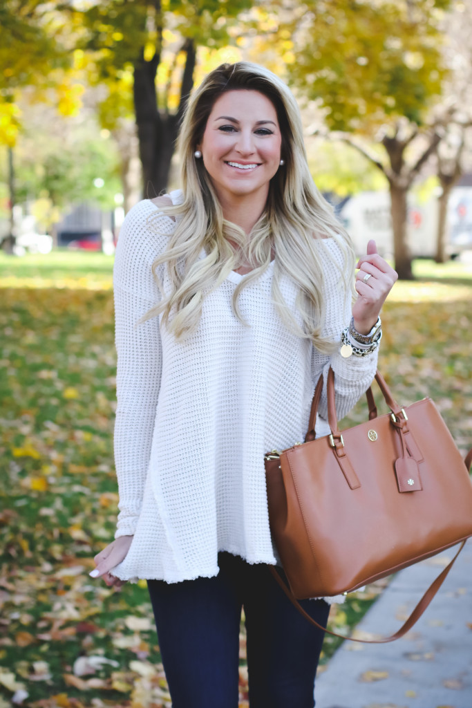 Free People Swing Sweater with Nordstrom Jeans Tory Burch Robinson Handbag and Dolce Vita Booties-9