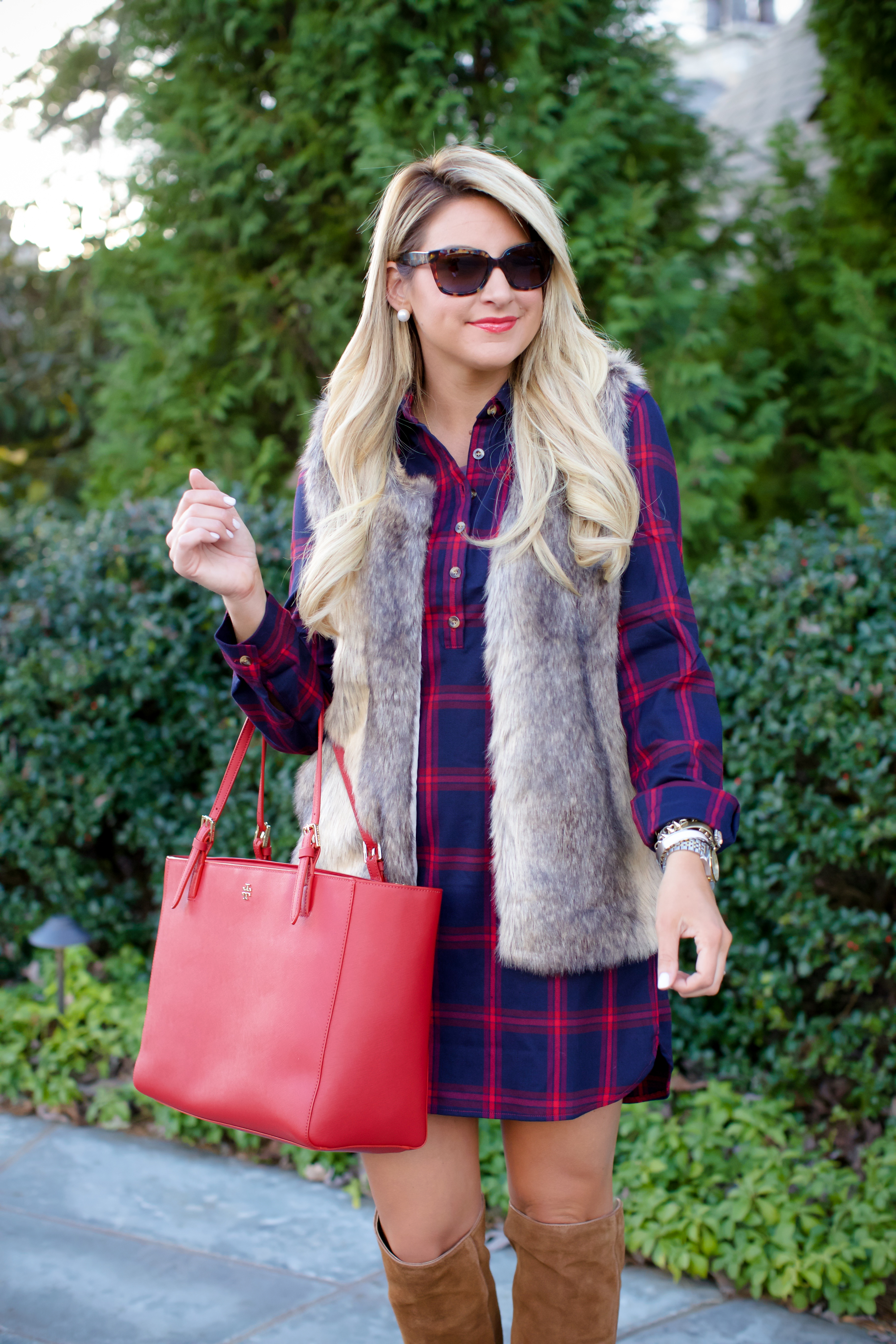 Outfit Perfect Plaid Fall Fur SHOP DANDY A florida based