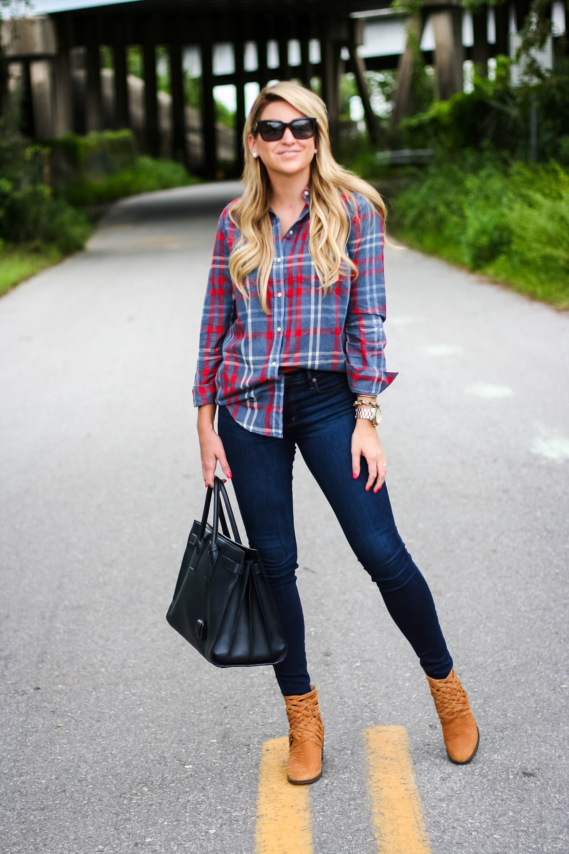 Outfit | Front Tucking Plaid Shirt - SHOP DANDY | A florida based style ...